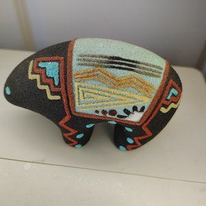 Navajo Sand Painted Pottery Bear